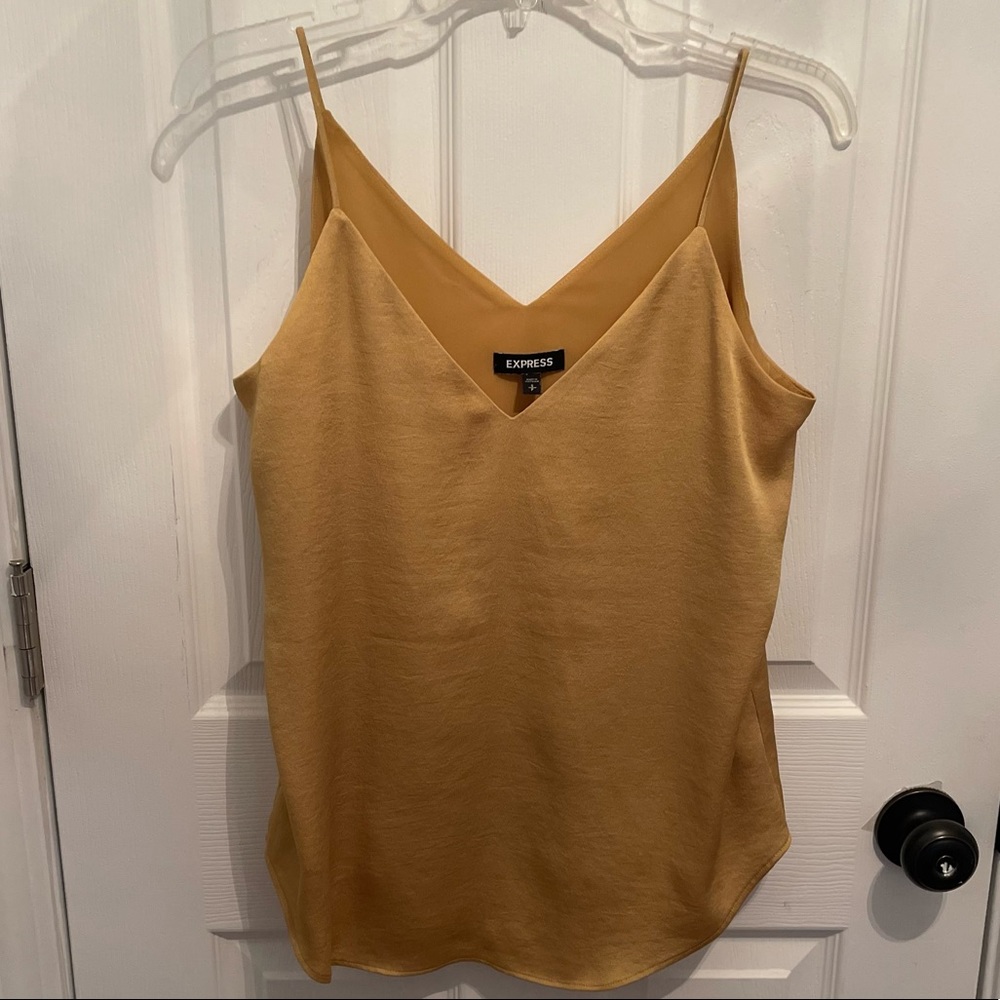 Express Mustard Yellow Satin V-Neck Cami